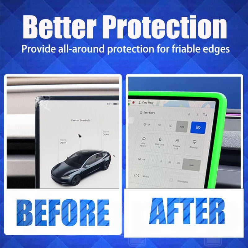 Yeapop 2Pcs Silicone Protector Frames of Screen and Rear View Mirror for Tesla Model 3 2024 Highland and Model Y 2025 Juniper. (Green) - Image 5